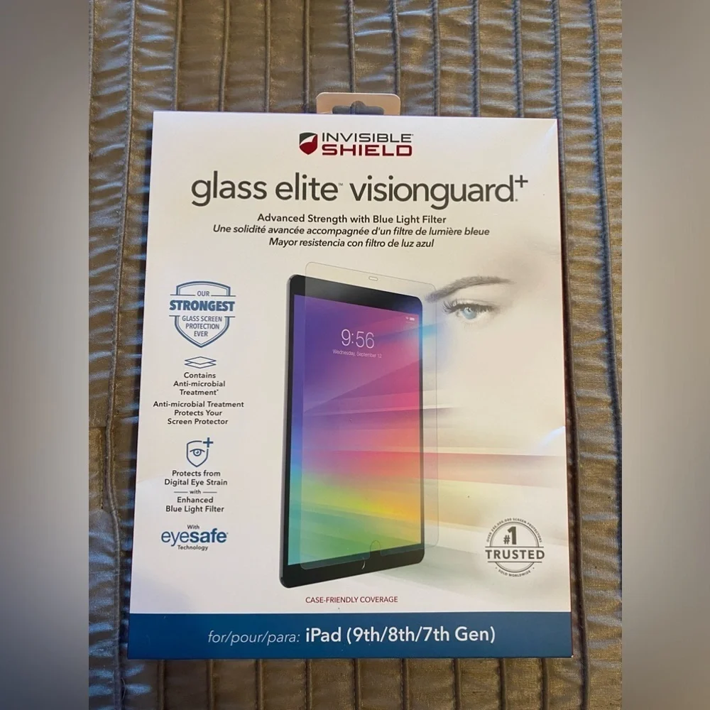 NEW - ZAGG Invisible Shield Glass Elite VisionGuard for iPad (9th/8th/7th gen)
